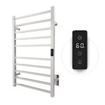 Odass | Towel Warmer | Built-in Timer with Led Indicators | Timer Modes: 1 H to 8 H, ON/Off | Temperature 30 to 60 °C (86 to 140 °F) | Wall Mounted | 10 Square Bars | Chrome