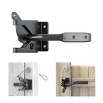 Self Locking Gate Gravity Door Latch Automatic Gate Latch for Metal Wooden Fences Stainless Steel Spring Loaded with Adjustable Gate Latch Longer Fasteners & Pull String for Secure Pool Garden - Black