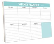 Weekly Planner Pad - Tear Off Planning Pad with Daily Schedule & Calendar, 52 Sheets, 100gsm Paper, Undated Weekly To Do List Notepad, 25.4x17.8cm