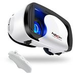 VR Headset Virtual Reality Adjustable 3D Glasses VR Set Goggles HD Blu-ray Eye Protected Support 5-7 Inch Phone -Gift (White)