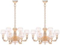 ibasenice Dollhouse Chandelier Candles - 2pcs LED Fake Candles Chandelier Lamp Dollhouse Pendant Light Miniature Candle Lamp DIY Hanging Light Retro Lamp