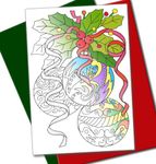 Art Eclect Christmas Coloring Cards for Adults, 10 Unique Cards, 5 Red and 5 Green Envelopes Included (Christmas A2/10)
