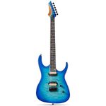 Leo Jaymz Electric Guitar Monsoon Series - Reverse Headstock,Mahogany Body,Roasted Maple Neck,Rosewood Fretboard,Locking Tuners,Rounded End Frets,AlnicoV Pickups,Fixed Hardtail Bridge (Blue Ocean)