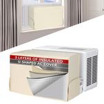 Indoor Air Conditioner Cover for Midea U-Shaped Window Air Conditioner 8000/10000/120000 BTU, 3 Layers Insulation with Aluminum Foil AC Cover for Midea , Window Air Conditioner Cover Inside, Beige