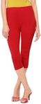 Shafista Cotton Lycra | Stretchable Capri Red