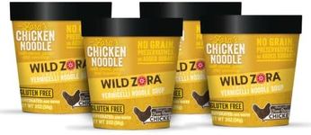 Wild Zora Vermicelli Noodle Soup, Instant Cup of Soup Snack w/ Sweet Potato Glass Noodles, Gluten Free Soup Made w/ Real and Traditional Soup Ingredients, Grain-Free, Chicken Noodle Soup Flavor, 4-pk