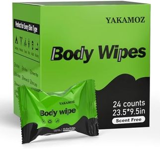 YAKAMOZ Large Body Wipes for Adults Bathing, Individually Wrapped Personal Hygiene Body Wipes for Women, Men and Elderly Disposable Washcloths for Bathing, Camping(Scent Free 24 Counts)