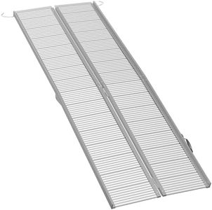 HOMCOM 8ft Textured Aluminum Folding Wheelchair Ramp, Portable Threshold Ramp, for Scooter Steps Home Stairs Doorways