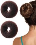 2 Pcs Hair Bun Maker,Hair Bun Donut for Dancer Ballet Girls,Bun Shaper(Small,Brown)