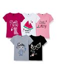 T2F Girls Solid Regular Fit T-Shirt Pack of 5(GLS-TSRT-01_Multi 1_9 Years-10 Years)