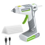 WORKPRO 7.2 V Hot Glue Gun, Corded & Cordless Glue Gun with 20 pcs Hot Glue Sticks(7x100 mm), 30 S Fast Heating, USB Charging for DIY Crafts & Home Repairs