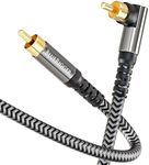 BlueRigger Subwoofer Cable 90 Degree (50FT, RCA Audio, Dual Shielded, Gold Plated 90°Male RCA to RCA Connectors) – for Subwoofer, Amplifier, Home Theater