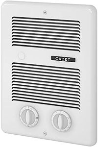 Cadet Com-Pak Bath 1000W 120V/240V best bathroom electric wall heater with thermostat and timer, white