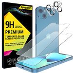 4youquality [4-in-1 Screen Protector for iPhone 13 with Camera Lens Protector, Tempered Glass Film, 2-Pack Each, [LifetimeSupport][Impact-Resistant][Anti-Scratch][Ultra-Transparent]