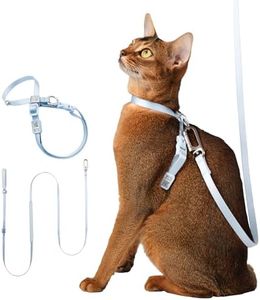 BuddyArmor Cat Harness and Leash Set, Escape Proof Figure 8 Cat Harness Adjustable Anti-Choke Quick Release w/QR Tag, Soft Thin Crossbody/Waist Leash and Harness Set for Cats≤22lbs (Sierra Blue, S)