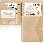 Toplive Padfolio 3 Ring Binder (1'' Round Ring) Business Portfolio Folder for Interview, Conference and Presentation, Gold