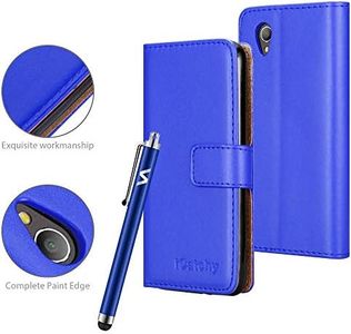 VA Case For Alcatel 1 2021 Phone (5.0 Inch) Luxury Leather Magnetic Flip Card Slots Holder Stand View Protective Wallet Cover For Alcatel 1 Phone (Blue)