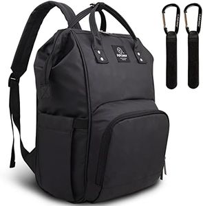 pipi bear Changing Backpack Bag Waterproof Baby Changing Bag Cool Nappy Backpack Organizer Large Capacity Diaper Tote Bag (Black)
