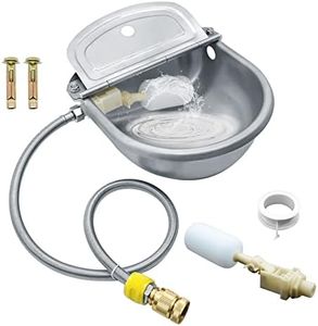 Automatic Auto Fill Animal Drinking Water Bowl, 304 Stainless Steel Waterer for Dog Horse Goat Pig Cow, Livestock Water Trough Dispenser with Pipe Hose, 2 Float Valves, Quick Connecter, Expansion Bolt