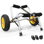 Bonnlo Foldable Kayak Trolley, Upgraded NO-Flat Airless Tires, Aluminum Frame Canoe Carrier, 90KG Loading Capacity, Heavy Duty Aluminium Trolley (Kickstands- ∩shape)