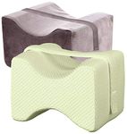 Kuber Industries 2 Pieces Memory Foam Orthopedic Knee Support Leg Rest Pillow for Side Sleepers, for Relief from Sciatica, Back Pain, Leg Pain (Grey & Cream)-CTKTC039229
