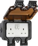 Smart WiFi Waterproof Outdoor Double Socket - Certified Works with Alexa + Certified Works with Google Assistant, Black
