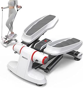 PROIRON Stepper for Exercise, Mini Stepper Machine with Display, Step Exercise Machine with Resistance Bands for Home Workout, Up Down Swing Twist Stepper for Leg Arm Full Body Trainer - White