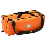 NOVAMEDIC First Responder Empty Oxygen O2 Duffle Bag, 32”x12”x13”, w/ Multiple Compartments, EMT Trauma First Aid Carrier for Paramedics and Emergency Medical Supplies, Orange, Orange, Duffel