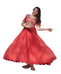 Fashion Basket Purple Georgette Anarkali Dress with Embroidery Work for Women (in, Alpha, XL, Regular, RED)