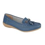 Jo & Joe Ladies Leather Loafer Shoes Plimsole Pumps Womens Flat Shoes Denim Size UK 8 EU 47