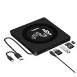 External CD/DVD Drive for Laptop, USB 3.0 DVD Burner External Drive +/- RW ROM DVD Player Reader Writer with 2 USB & SD/TF Slots Optical Disk Drive for PC Windows 11 Mac MacBook Linux OS