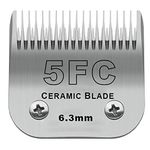 Detachable Pet Clipper Blades,Compatible with Most Andis,Oster A5,Wahl KM10 Series Clipper,Made of Ceramic Blade & Stainless Steel Blade (5FC 6.3MM)