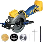 Mini Circular Saw Compatible with DeWalt & Mellif 20V MAX Battery (Tool Only) Cordless Tile Saw with Brushless 5,000RPM, 3-Saw Blade 3/8", Depth 1-11/16"(90°), 1-1/8"(45°), Laser Guide for Metal, Wood