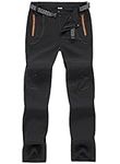 TBMPOY Men's Outdoor Hiking Work Pants Quick Dry Waterproof Lightweaght Mountain Fishing Pants Zipper Pockets(Black CA 34)