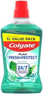 Colgate Plax Soft Mint Alcohol Free* Mouthwash 1L - mouthwash Alcohol Free* - Instant Long-Lasting Freshness - no Burn Experience - 24/7 Plaque Protection When Used Twice Daily
