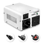 LVYUAN 800W Voltage Transformer 220/240V to 110/120 Volt Step Down Step Up Power Converter with 3 Outlets and UK/EU/US Power Cords, White