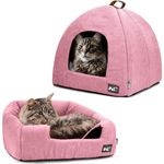 Premium Pet Beds for Cats and Small Dogs, Cat Bed Cave, Enclosed Small Animal Bed, Covered Cat Bed, Indoor,Cat Tent, Kitten Bed, Cat Hut with Removable Washable Cushioned Pillow, (Medium, Pink)