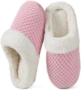 ULTRAIDEAS Women's Lamb-hug Comfy Fleece House Slippers Memory Foam, Slip-on House Shoes Indoor Outdoor (Salmon Pink, Size 5-6)