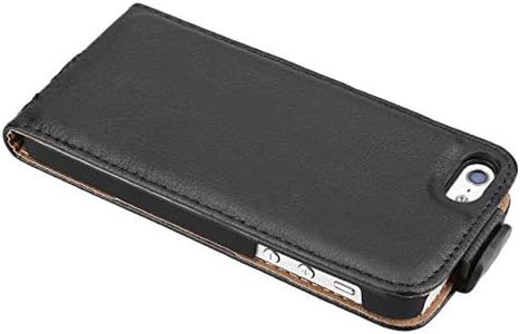 Mumbi Premium - 11660 Funda de cuero con tapa para iPhone 5, color negro
