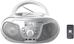 Roxel RCD-S70BT Portable Boombox CD Player with Remote Control, FM Radio, USB MP3 Playback, 3.5mm AUX Input, Headphone Jack, LED Display Wireless Music Streaming(Silver)