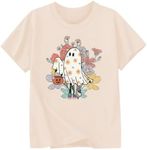 Girls Retro Ghost Halloween Tshirts Graphic Flower Pumpkin Shirts 8 Years