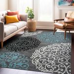 Contemporary Modern Floral Indoor Soft Area Rug 5'3 x 7'3 Gray