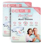 AroKleen (ISI CERTIFIED) Adult Diapers Tape Style | Extra Large (XL) Size, 20 Count, Waist Size (127-170cm | 50"-67" inches), Unisex, High Absorbency, Leak Proof, Overnight Protection, Odour lock, Anti-Bacterial Absorbent Core-Pack of 2