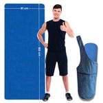 California Wellness Products Yoga Mat with Alignment Lines Premium TPE Yoga Mat Double-Sided Non Slip 6mm Exercise Mat for Men and Women (Standard, Blue + Bag)