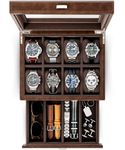 TAWBURY 8 Slot Watch Box for Men – Premium Faux Leather Watch Box with Drawer | Mens Watch Case | Watch Cases for Men (Brown)