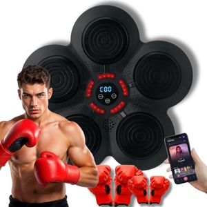RedRoko Musical Boxing Machine, Smart Music Boxing Machine with Bluetooth, Boxing Game Trainer, Fun, Wall Mounted Punching Pad Bag with Stand, Musical Boxing Machine with Gloves for Kids and Adults