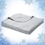 Elegear Cooling Blanket for Summer, Q-Max 0.5 Japanese Arc-Chill Cool Fiber Throw for Hot Sleepers, Night Sweats, Adult Kids Sofa Car Travel, Lightweight, Single Bed, 130x170cm, Gray