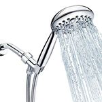 SR SUN RISE Shower Head-6-Settings 5 inch High Pressure Handheld Showerhead with 2.45 Meter/96 Inch/ 8 FT Long Shower Hose, Shower Bracket with Brass Ball Joint and Shower Arm with Flange (Chrome)