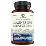 Magnesium Citrate Complex | 500MG | High Absorption Formula | Calm, Relaxation & Digestion Support Supplement with Elemental Magnesium Oxide | Gluten-Free, Soy-Free | 60 Capsules (2-Month Supply)