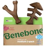 Benebone 2-Pack Indestructible Fishbone/Wishbone Dog Chew Toys, Long Lasting Tough Boredom Breaker for Dogs, Real Salmon and Real Bacon Flavour, For Medium Dogs, Made in USA